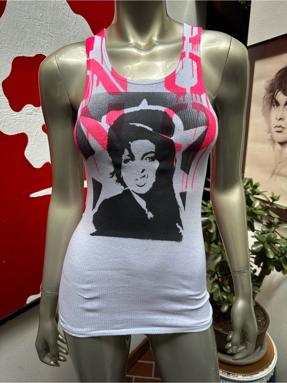 ⚡️No! No! No! Rehab Amy Winehouse graffiti ribbed tank top rockstar approved S